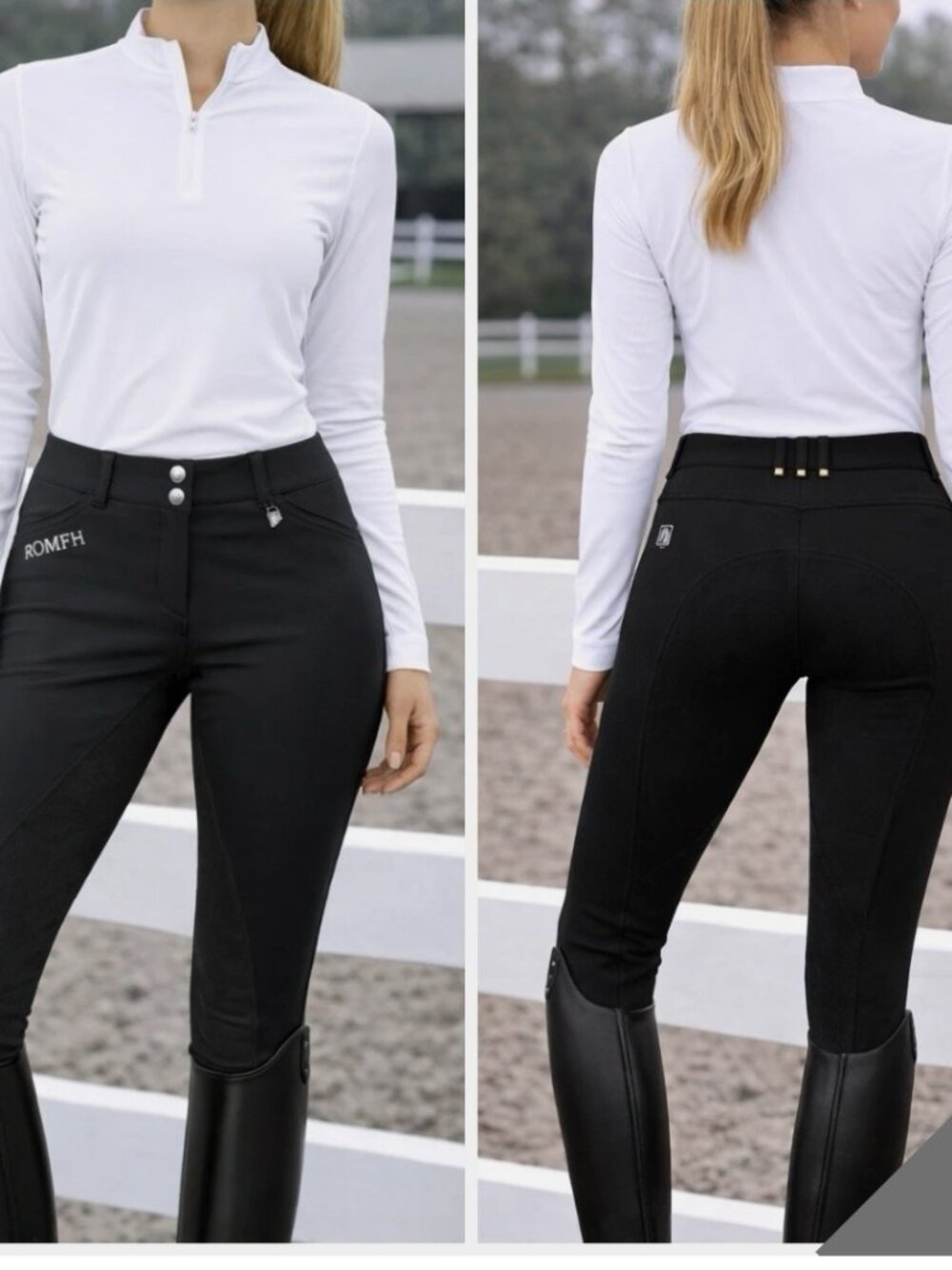 ROMFH Sarafina Womens Black Breeches Equestrian Riding Pants Size 30R